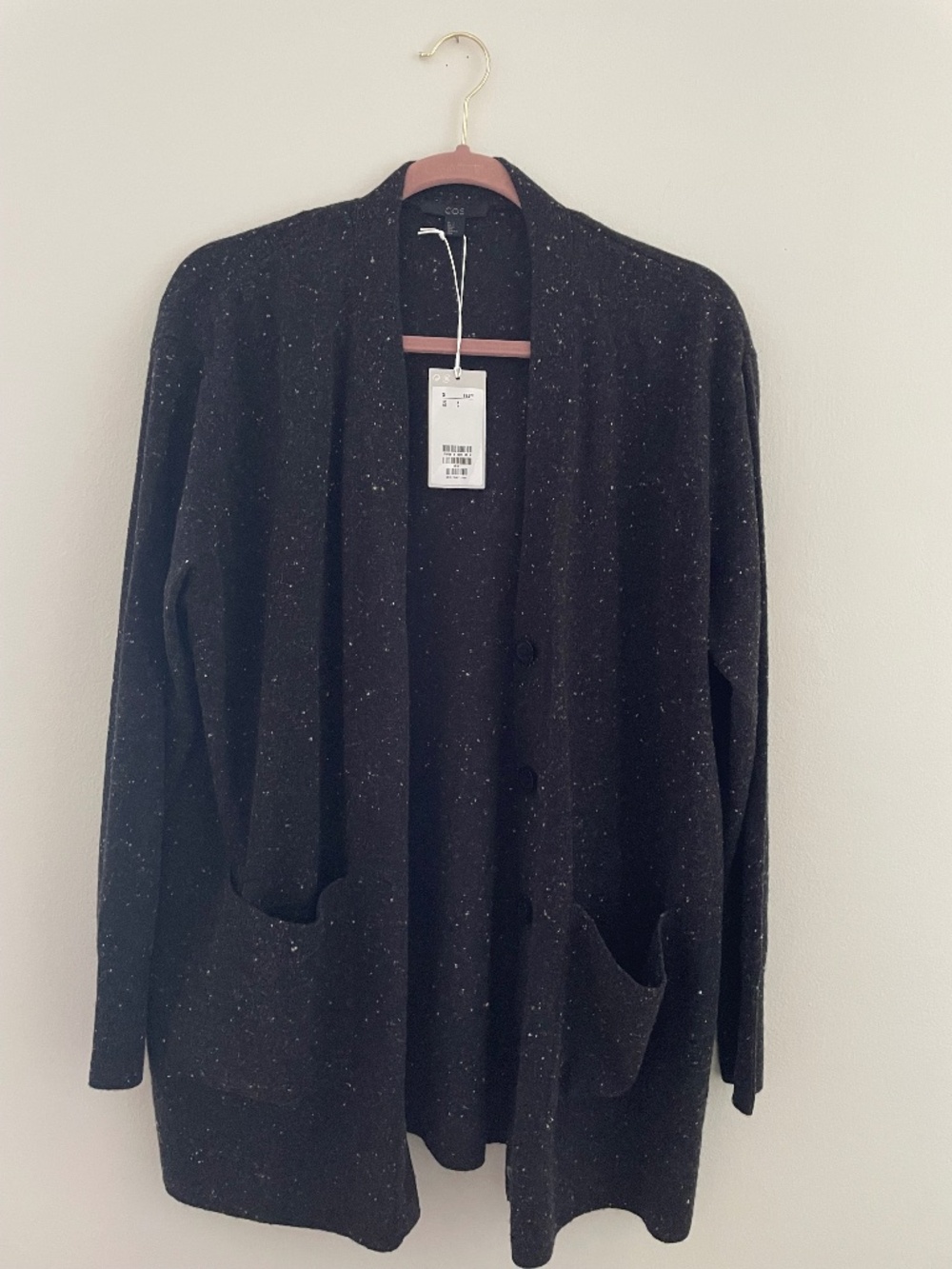 COS Speckled Oversized Wool Cardigan Black Size S